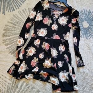 Floral dress, black, Size L